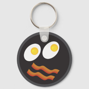bacon and eggs face key ring