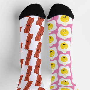 Bacon and Eggs Fun Mismatched Socks