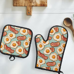 Bacon and Eggs  Oven Mitt & Pot Holder Set<br><div class="desc">This design may be personalised by choosing the Edit Design option. You may also transfer onto other items. Contact me at colorflowcreations@gmail.com or use the chat option at the top of the page if you wish to have this design on another product or need assistance with this design. I am...</div>