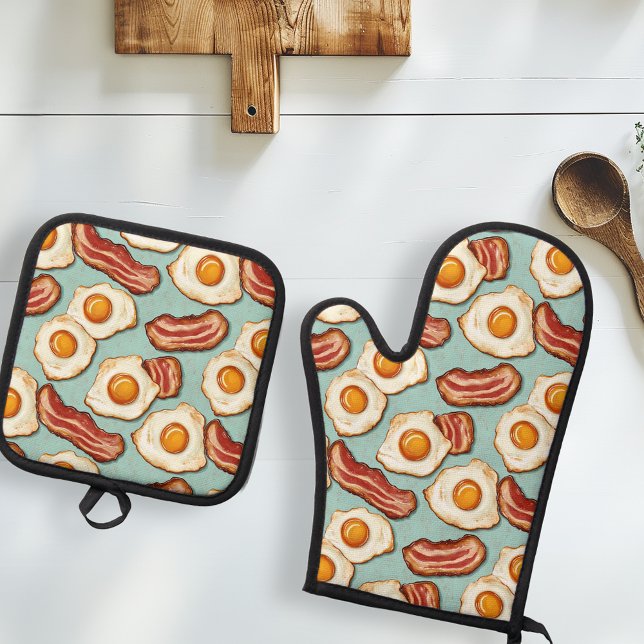 Bacon and Eggs  Oven Mitt & Pot Holder Set (Creator Uploaded)