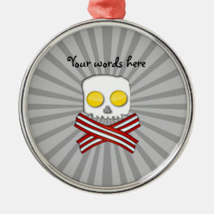 Bacon and eggs skull and crossbones ornament
