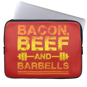Bacon, Beef, Barbells - Gym Workout Motivational Laptop Sleeve