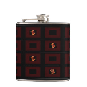 Bacon Black & Burgandy Flask-Design 1 Hip Flask