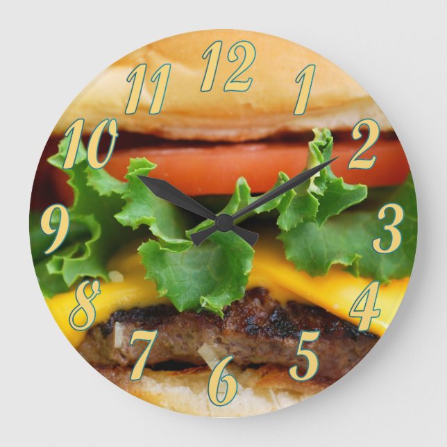 Bacon Cheeseburger Large Clock (Front)
