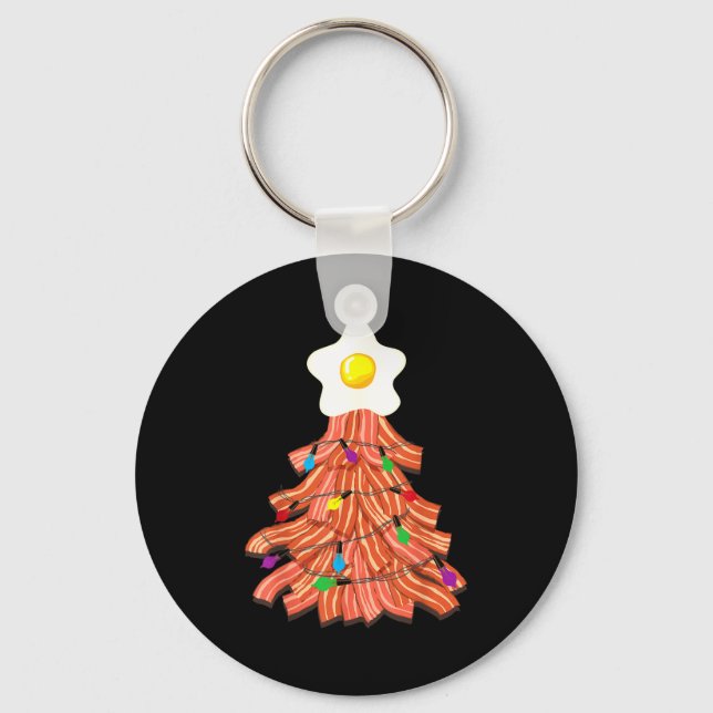Bacon Christmas Tree Egg Top Shirt _ Funny Rk Love Key Ring (Front)
