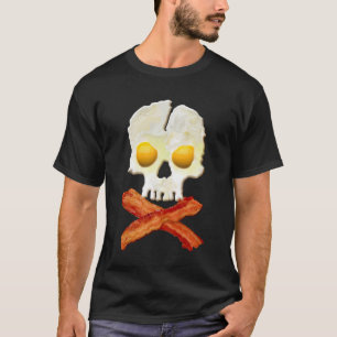 Bacon Crossbones Eggs Skull Sizzling T-Shirt