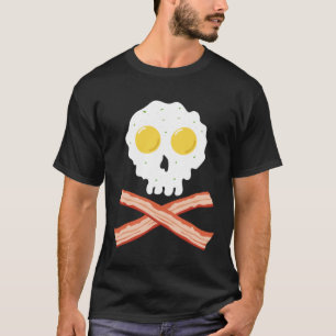 Bacon Crossbones & Sunnyside Up Eggs Skull  Breakf T-Shirt