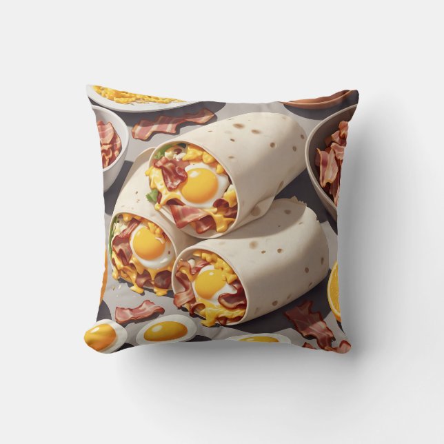Bacon Egg Cheese Breakfast Wrap Cushion (Front)
