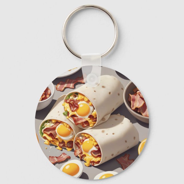Bacon Egg Cheese Breakfast Wrap Key Ring (Front)