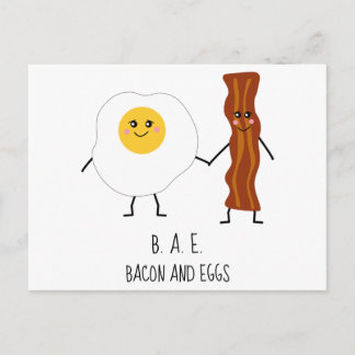 Bacon & Eggs BAE Cute Kawaii Valentines Postcard