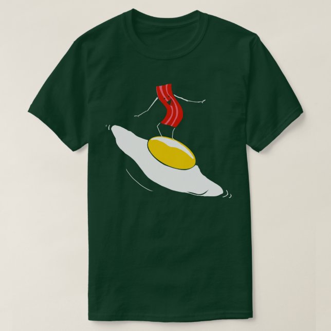 Bacon Eggs Funny Surfing Egg Crispy Breakfast  T-Shirt (Design Front)