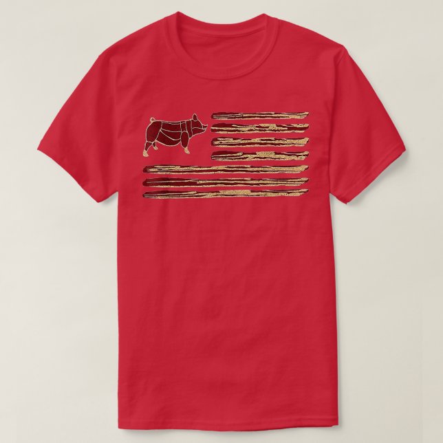 Bacon Flag Pig Vintage  T-Shirt (Design Front)