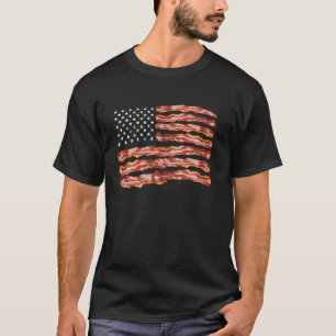 Bacon Flag USA Dried Pigs US Funny 4th Of July Jok T-Shirt