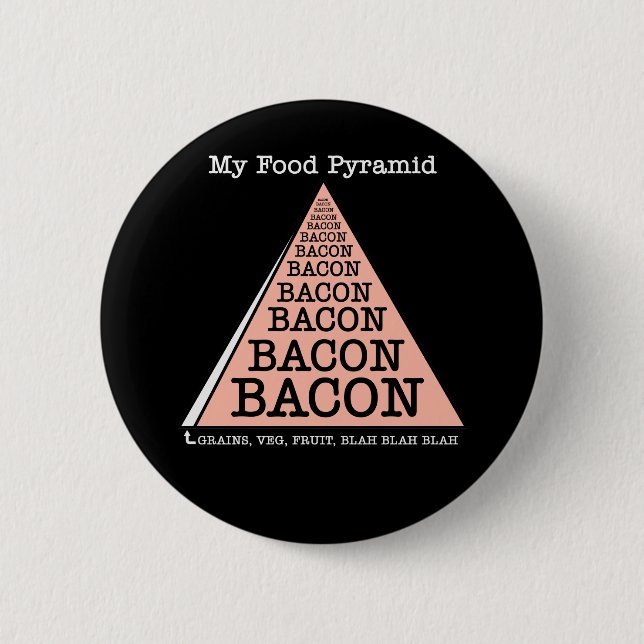 Bacon Food Pyramid 6 Cm Round Badge (Front)
