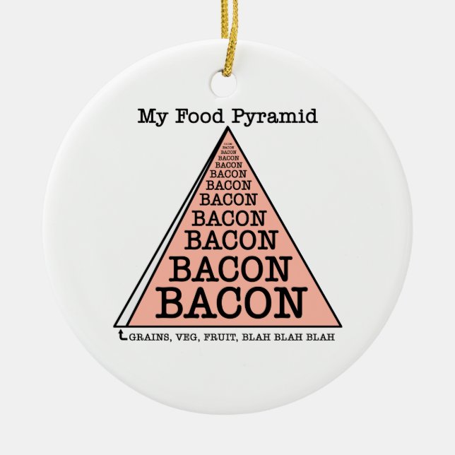 Bacon Food Pyramid Ceramic Tree Decoration (Front)