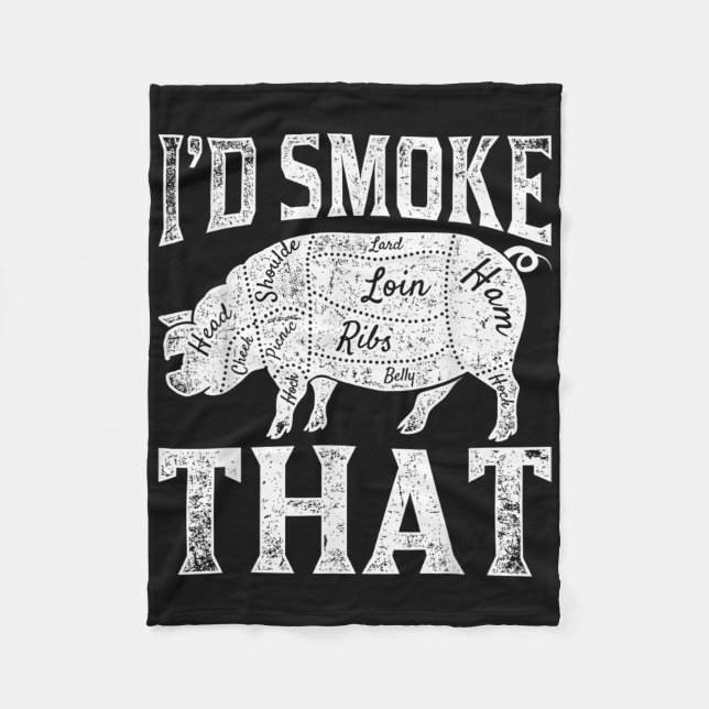 Bacon Grilling Bbq Chef Funny Smoked Meat Smoking  Fleece Blanket (Front)