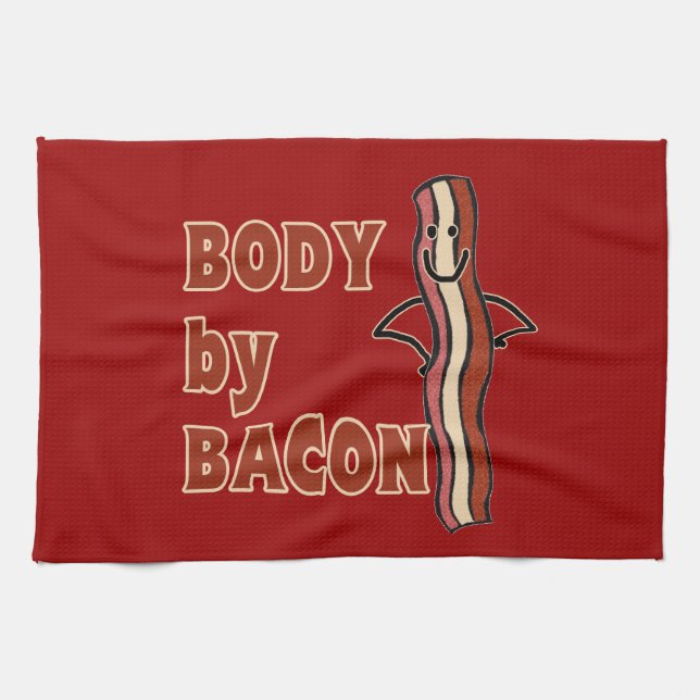 BACON Humour Body By Bacon Tea Towel (Horizontal)