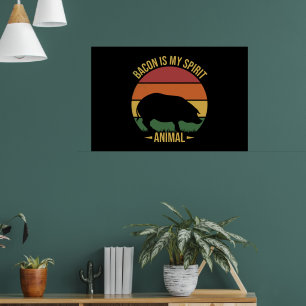 Bacon Is My Spirit Animal Retro Vintage Sunset Poster