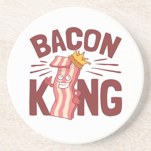 Bacon King Meat Lover Gifts for Men Boy Coaster (Front)