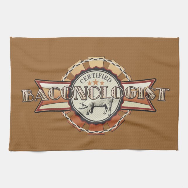 Bacon LOVE certified Baconologist Tea Towel (Horizontal)