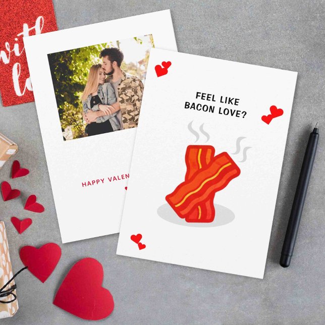 Bacon Love Funny Whimsy Valentine's Day Holiday Card (Creator Uploaded)