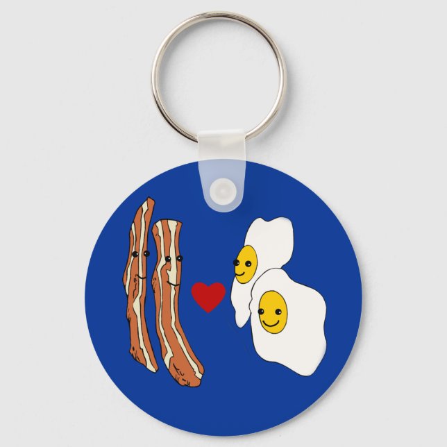 Bacon Loves Eggs Funny Bacon Design Key Ring (Front)
