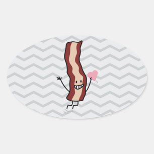 Bacon Loves You Valentine! Oval Sticker