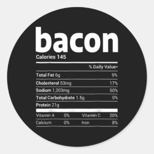 Bacon Nutrition Facts Family Matching Christmas Co Classic Round Sticker