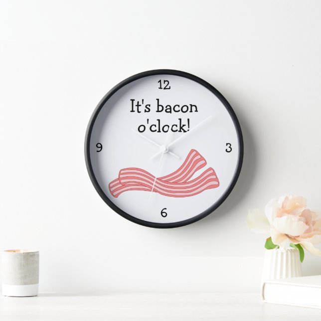 Bacon O'Clock fun food graphic Wall Clock (Home)