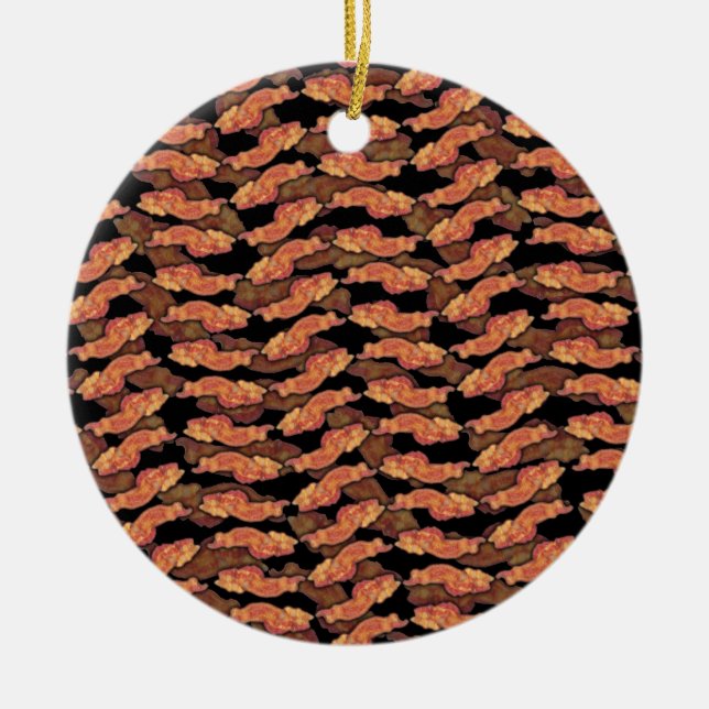 Bacon Pattern Ceramic Tree Decoration (Front)