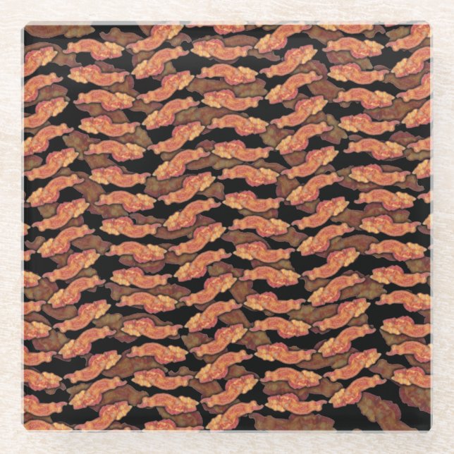 Bacon Pattern Glass Coaster (Front)