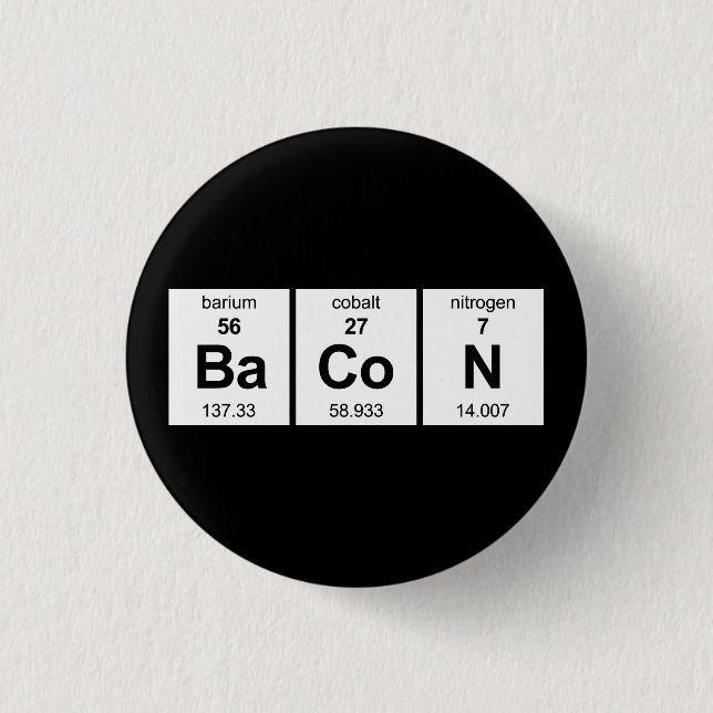 BaCoN Periodic Table 3 Cm Round Badge (Front)