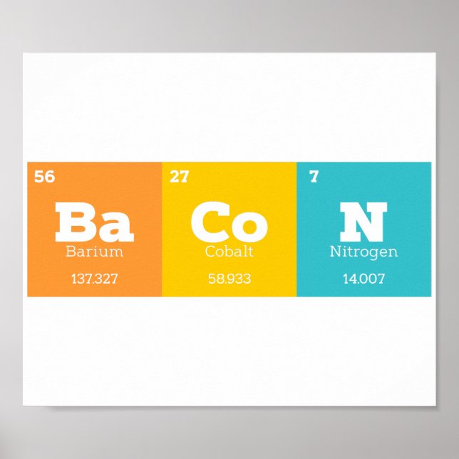 Bacon Periodic Table Chemistry Teacher or Student Poster (Front)