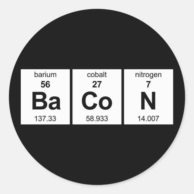 BaCoN Periodic Table Classic Round Sticker (Front)