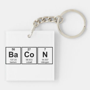 Bacon Periodic Table Element Symbols Key Ring