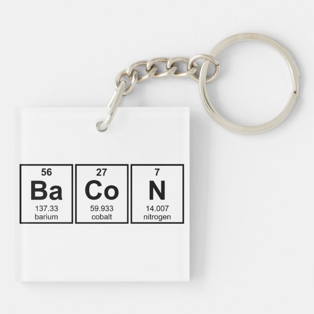Bacon Periodic Table Element Symbols Key Ring (Back)