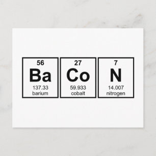 Bacon Periodic Table Element Symbols Postcard