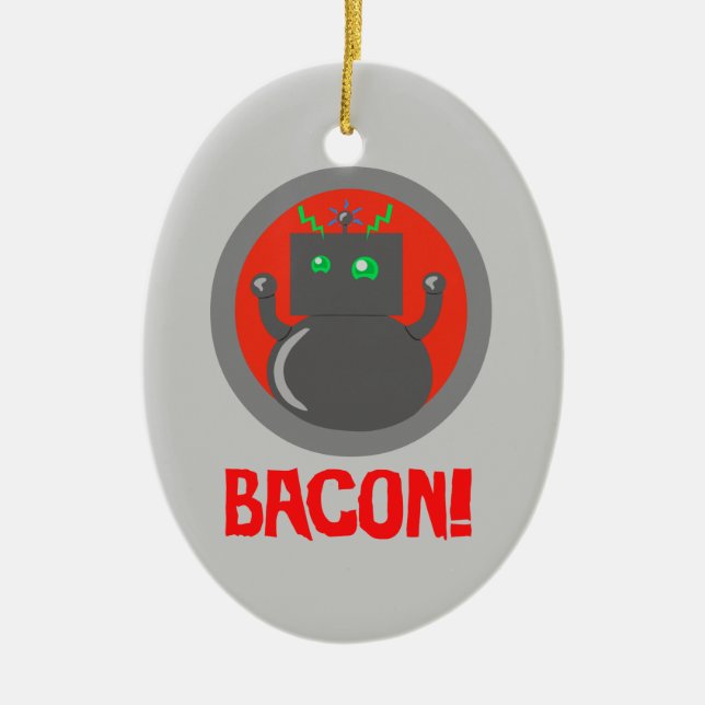 Bacon Robot Ceramic Tree Decoration (Front)