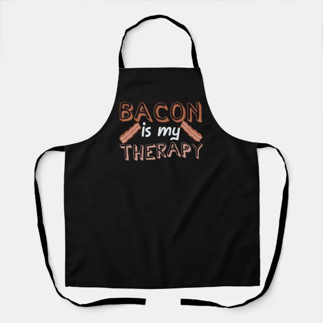 Bacon Saying Joke Therapy Meat Pork Belly Apron (Front)