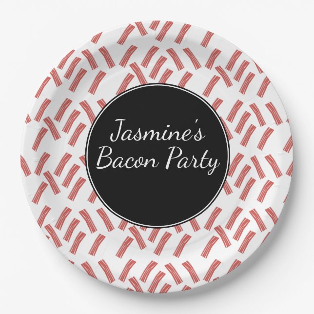 Bacon Strip Birthday Party Any Age Paper Plate (Front)