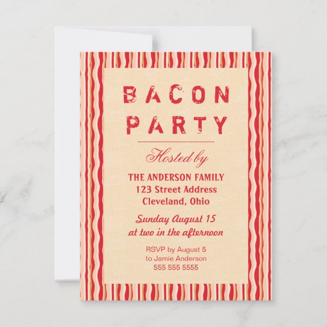 Bacon Strips Party Invitation Typography (Front)