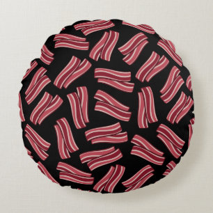 Bacon Strips Pattern Round Cushion