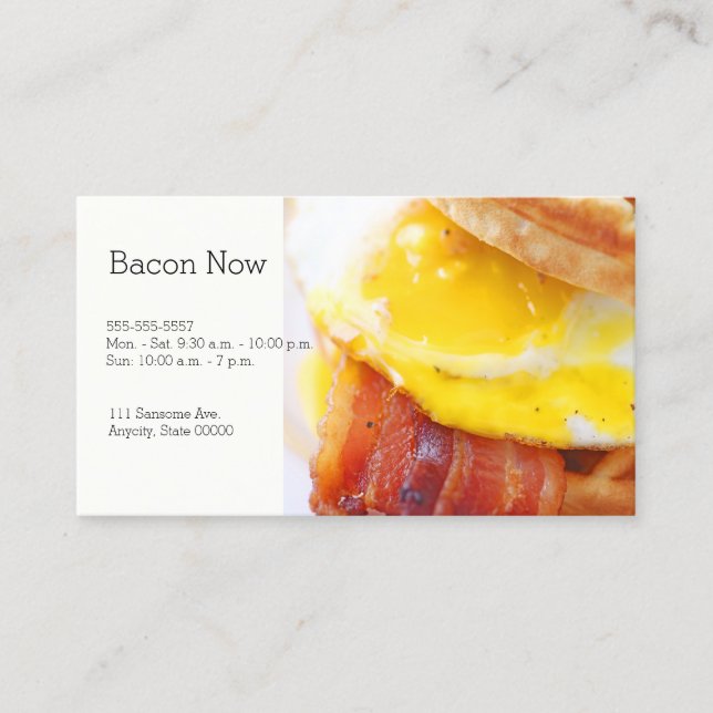 bacon waffle sandwich business card (Front)