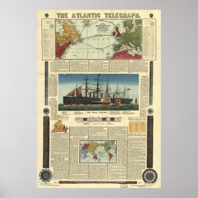 Bacon's Chart of the Atlantic Telegraph (1865) (Front)