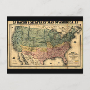 Bacon's Military Map of the United States (1862) Postcard