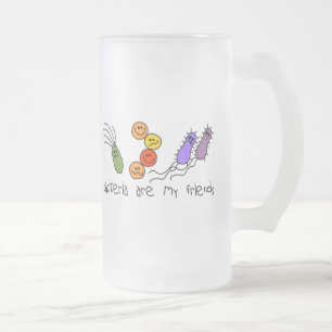 Bacteria are my friends frosted glass beer mug