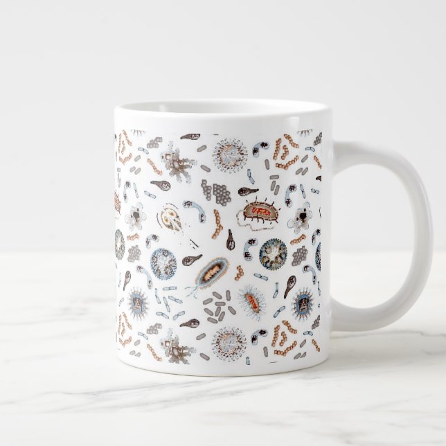 Bacteria & Virus Pattern Large Coffee Mug (Right)