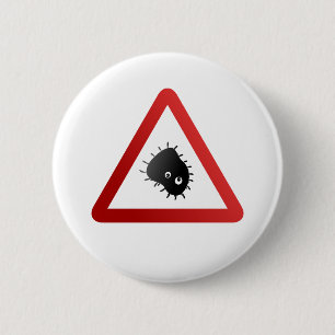 Bacteria Warning Sign 6 Cm Round Badge
