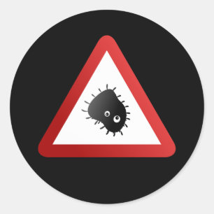 Bacteria Warning Sign Classic Round Sticker