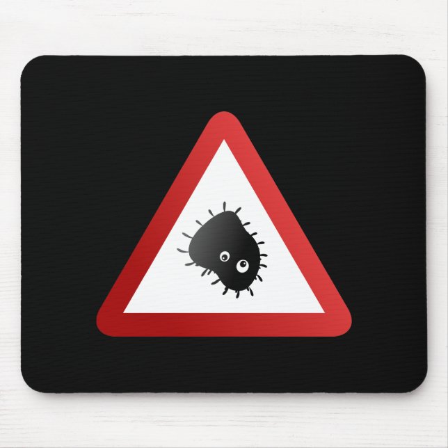 Bacteria Warning Sign Mouse Mat (Front)